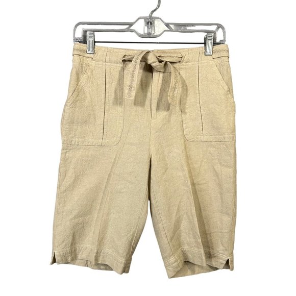 IB Diffusion Linen Blend Tan Casual Shorts Women's Size S GUC - Picture 1 of 12